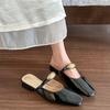 J 2025-3 Square Head Bag Head Cool Slippers Women's Summer Wear Thick Heel Half Drag 2025 Summer Sandals Single Shoes Muller Shoes