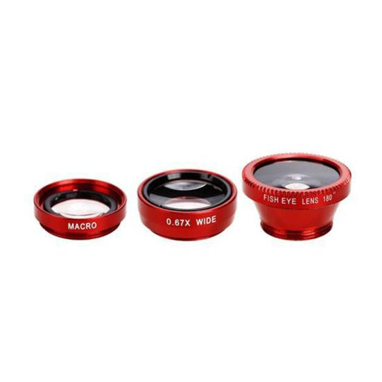 Kit Lenti 3 in 1 per Fotocamera Cellulare Fish Eye Macro Super Grandangolare con Clip