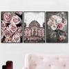 Rose Flower Pink Car Street Girl Building Wall Art Canvas Painting Nordic Posters And Prints Wall Pictures For Living Room Decor
