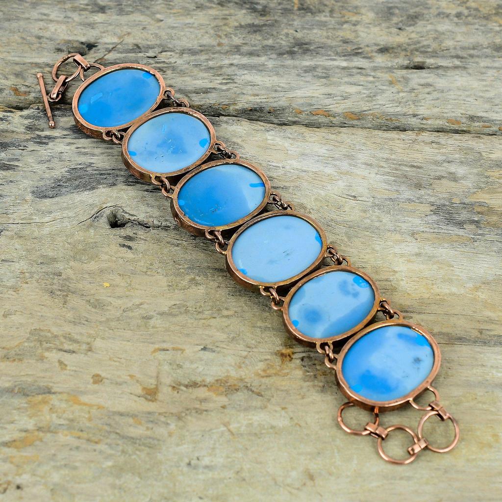 Sleeping Beauty Turquoise Bracelet Electroformed Copper Bracelet Adjustable Chain Bracelet Gemstone Jewelry Handmade Bracelet Gifts For Wife