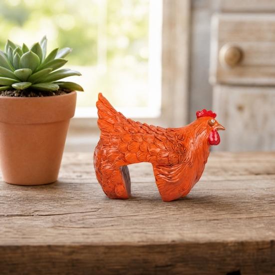 Ornamento de Cerca em Forma de Galinha, Resina com Textura de Pena 3D, Figura de Galinha Gordinha Fofa para Casa Jardim Fazenda Pátio Quintal