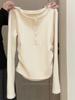 De Rong Women's Plus Velvet Cotton Slim-fit Pleated Top - Heat-generating, Brushed, and Constant Temperature Base Layer for Autumn/Winter.