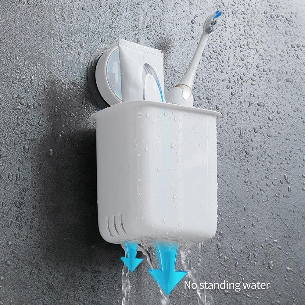 Portable Toothbrush Wall Mounted Drainage Storage Shelf No Punching Toothbrush Holder Bathroom Cosmetics Organizer Rack
