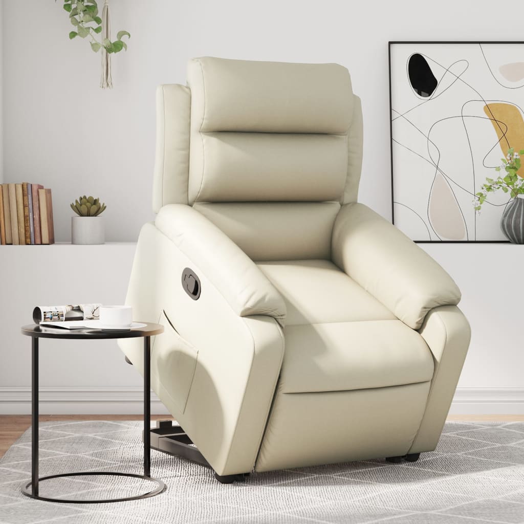 Recliner with Lift Assist Cream Artificial Leather