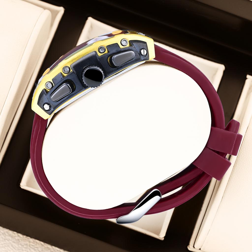 Yalalusi Luxury Sports Men'S Watch Hollow Chronograph Men'S Watch Silicone Strap Tk Watch