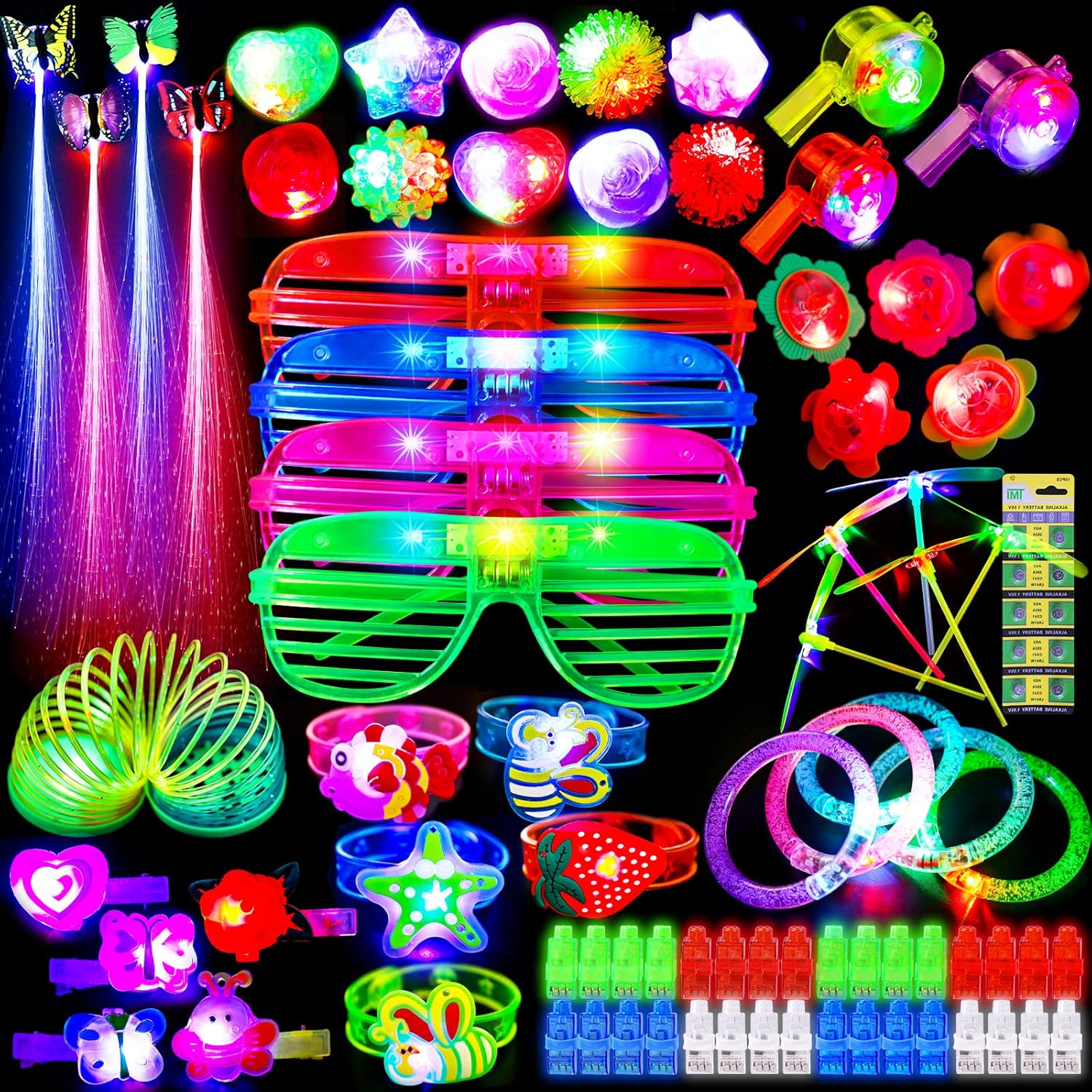 Max Fun 88Pcs LED Light Up Toy Party Favors Glow In The Dark Party Supplies Bulk, Glow Sticks Halloween Party Favors Pinata Stuffers for Adult Kids 88