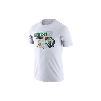 NBA Dri-FIT Celtics Basketbalový Potlač Posádkový Výstrih Krátky Rukáv Tričko Pánske Vrchné Oblečenie Biela DA6607-100