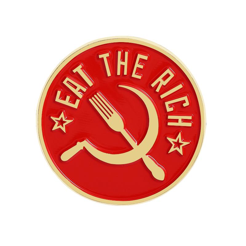 

ЕШЬ БОГАТЫХ Эмалевые Значки На Заказ Логотип Группы Броши Значки на Лацкан Одежда Русские Ювелирные Изделия Подарок для Детей Друзей