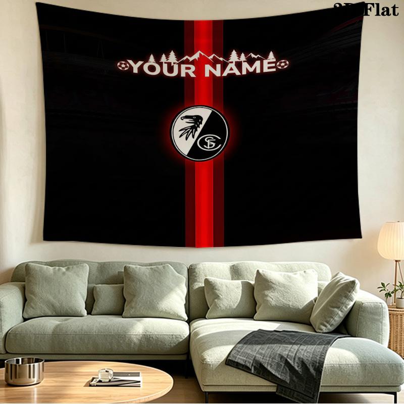 Custom Name SC Freiburg Printed Tapestry – Wall Hanging for Bedrooms, Dorms, and Home Decor