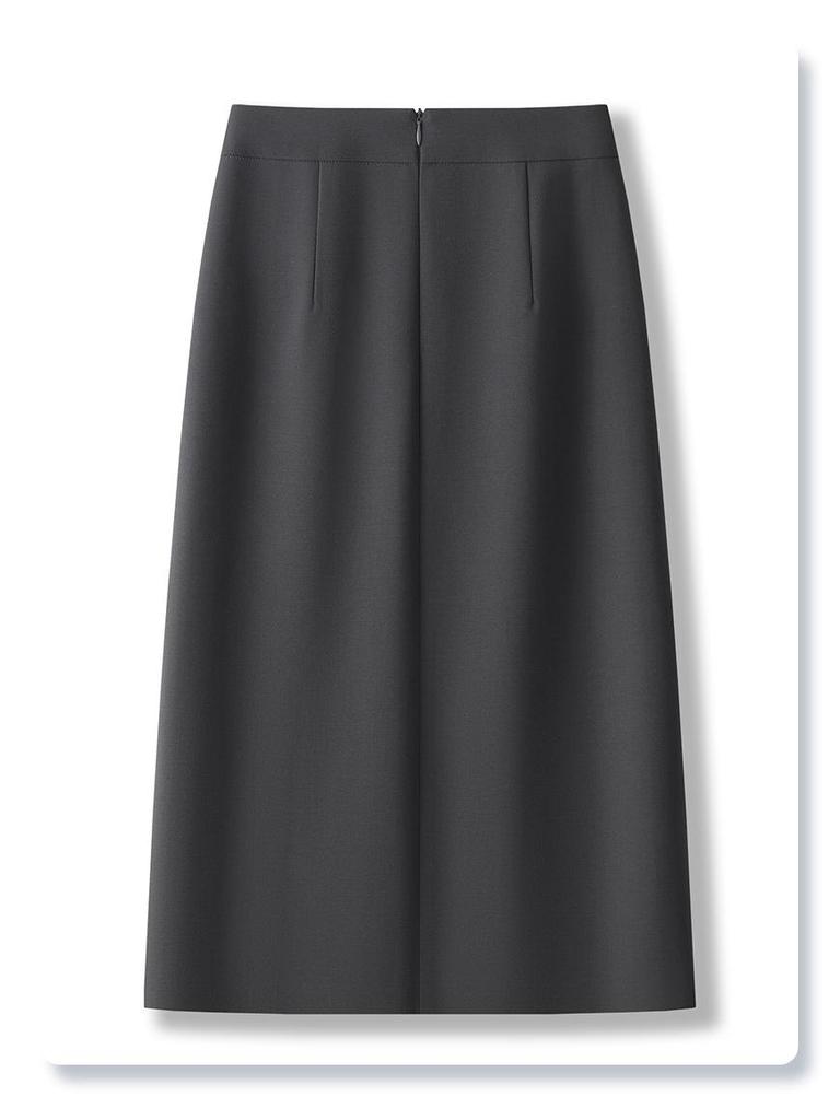 Women's Gray High-Waist Slit Bodycon Midi Skirt - 2025 Spring/Autumn Collection