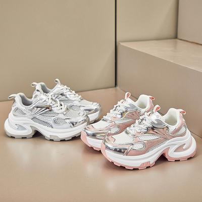 Women's Casual Chunky Platform Sneakers Breathable Mesh Running Sneakers Lightweight Non-Slip Walking Shoes for Women Lace-Up Comfortable Tennis Shoes