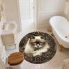 Gear Cat,Round Area Rug,Carpet Rug for Living Room Bedroom Sofa Playroom Decor,Non-slip Floor Mat