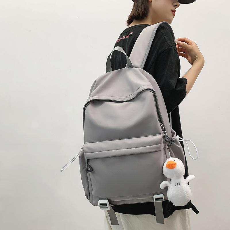 Large Capacity Student Schoolbag Solid Color Women Backpack Men Travel Backpack