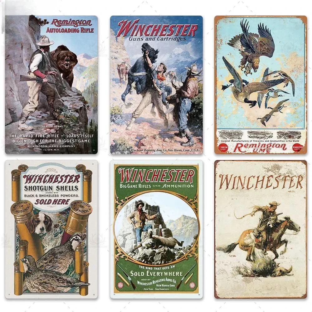 Vintage Hunting Plaque Metal Posters Signs Wall Decor for Man Cave Room Decorative Metal Plate Hunter