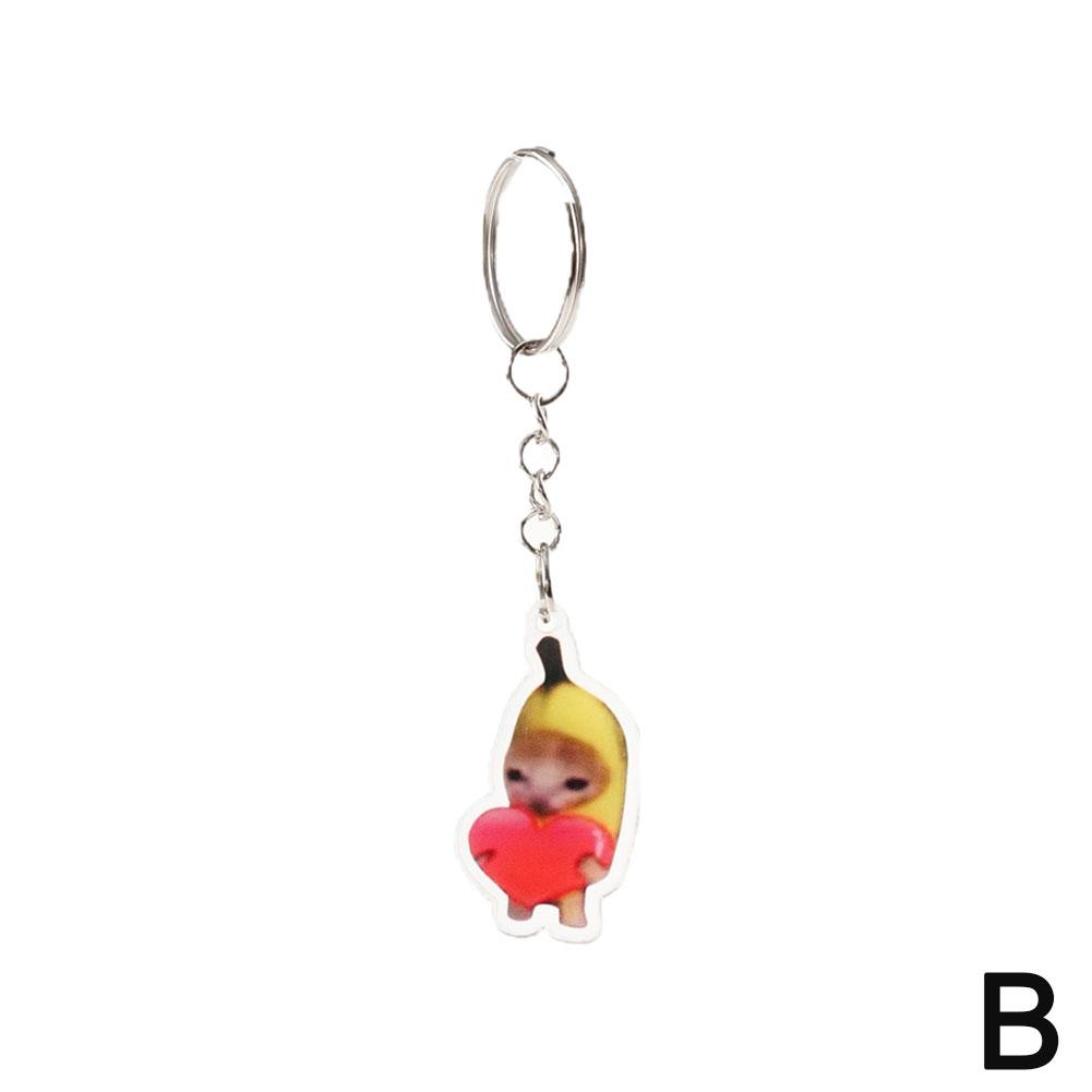 Banana Cat Keychain for Students Funny Pendant Lanyard Decorations Cat Charm Phone Chain Anti-lost Strap Decors