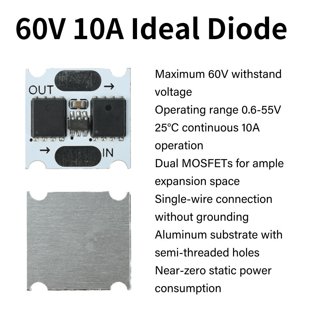 100V/30A 60V/10A Ideal Diode Module 2-MOS Expansion Board Anti Backflow Anti Reverse Connection Ultra-Low Power Mini Rectifier