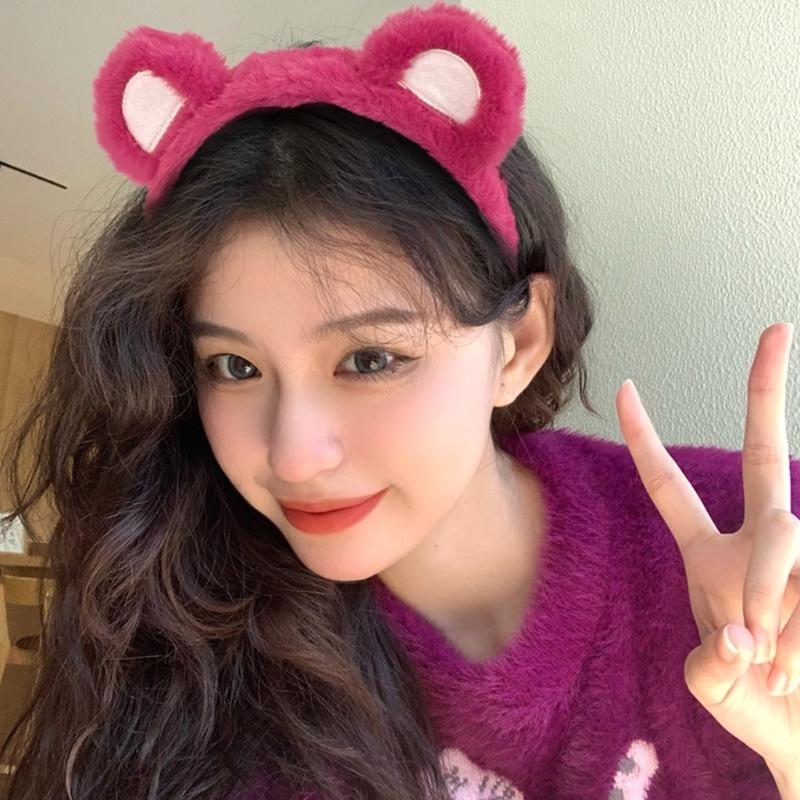 Plush Bear Ears Hairband Cartoon Birthday Headwear Soft Comfortable Headbands for Everyday and Parties