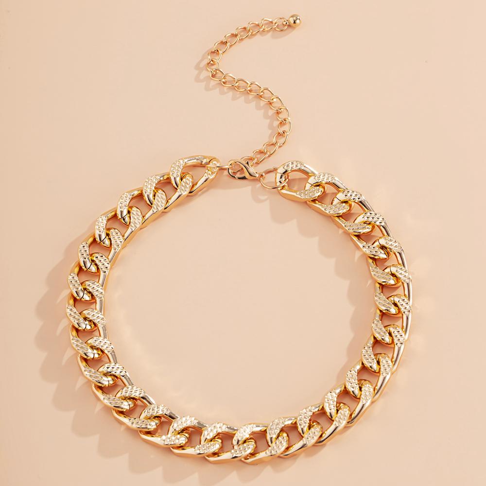High Quality Cuban Choker Necklace Collares Punk Vintage Chunky Thick Link Aluminum Chain for Women New Year Jewelry Accessories