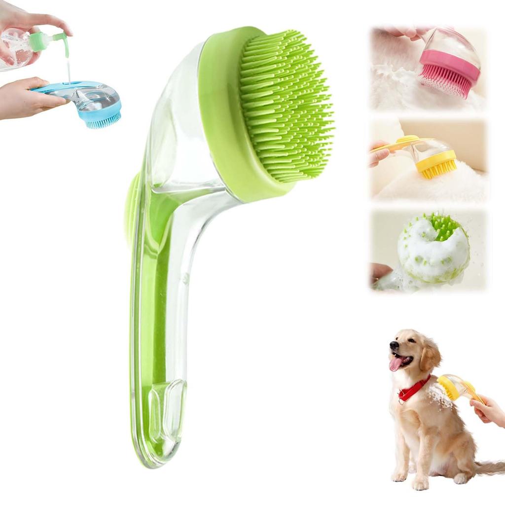 Spazzola da Bagno per Animali Domestici, Spazzola da Bagno 2 in 1 per Cani con Dispenser Integrato per Shampoo, Spazzola per Lavaggio Animali Domestici per Bagno Cane, Spazzola Massaggiante perToelettatura Cani a Pelo Lungo Corto