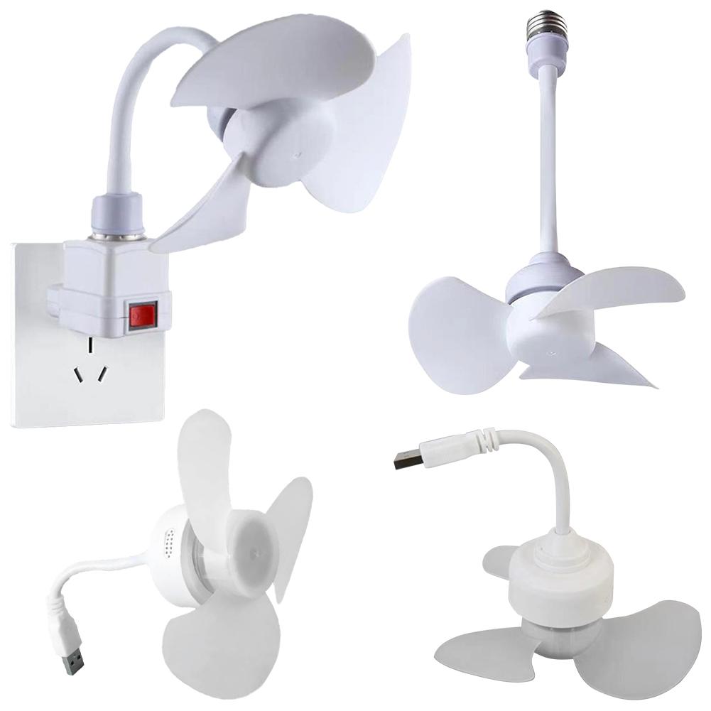 Ceiling Fan Lamp E27 Base/USB Indoor Ceiling Fan Light Hose Extender Light Bulb Fan with Socket for Bedroom Living Room