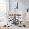Ensemble table et chaises: Table à manger ronde de 107 cm avec double niveau de rangement + 4 chaises de salle à manger blanches à motif losange, MDF + métal, style industriel.