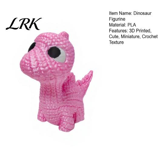 Nordic Style Dinosaur 3D Printed Figurine, Cute Mini Crochet Texture Dino Statue, Desktop Ornament Miniature Collectible Decoration for Kids