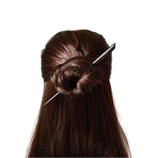 LeafIn Natural Wood Kanzashi One Handmade Hairpin Black Sandalwood Simple Wooden Hair Ornament Accessory Yukata Kimono Traditional Accessories