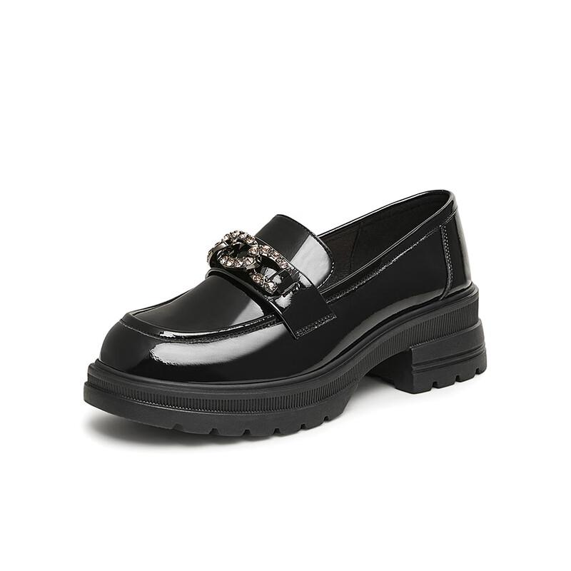 BASTO Women s College Style Metal Buckle Loafers 36