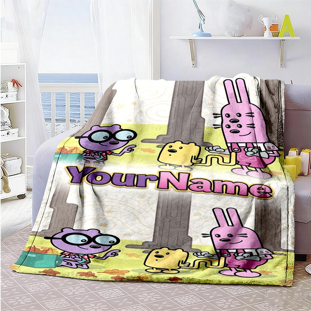 Wow! Wow! Wubbzy Personalized Name Blanket Throw Customizable Blanket Soft Warm Cozy Throw For Seaside Nap Livingroom Picnics Ideal for All Seasons