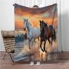 Horse Themed Soft Flannel Blankets,Warm Throw Blanket Comfortable Blankets for Picnic Beds Sofa Home Bedroom Cover Kids Gifts