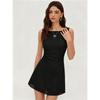 Women Square Neck Sleeveless Mini Dress Backless Bow Tie Design Slim Fit A Line Short Dress Elegant Party Club Bodycon Dress