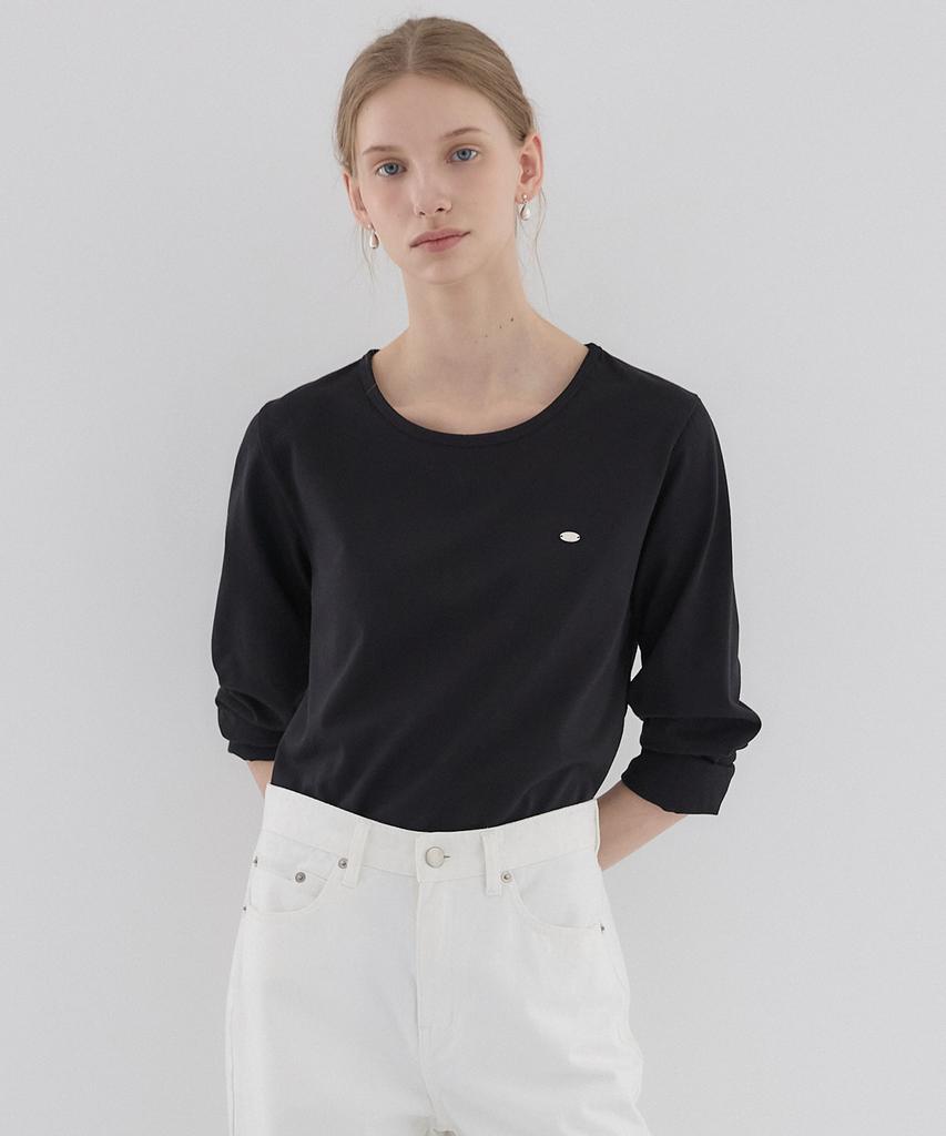 Our Hope Logo Silky Round Neck Sleeve T-Shirt - Black