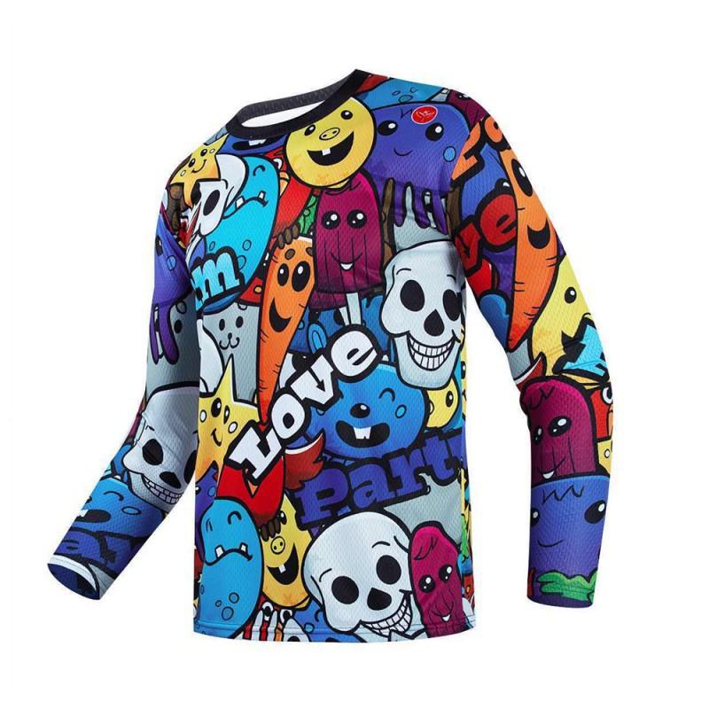Personalized Skull-headed Downhill Suit Breathable Quick-dry Mountain Cross-country Motorcycle Riding Long-sleeved T-shirt Bicycle Shirt