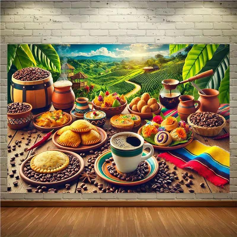 

2D Colombian Cuisine Background Cloth for Food Photography and Restaurant Wall Art 47.2x31.5inch/120*80cm