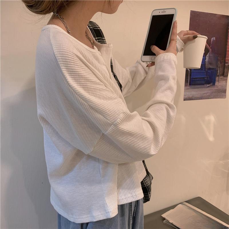 Long Sleeve T-shirts Women Elegant Simple Pure Button Design Retro Ins Autumn Ladies Tees Top All-match BF Style Mujer Clothes