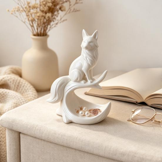 Decorative Storage Dish for Rings 3D Printed Fox Jewelry Tray, Ring Holder and Key Vanities Unique Gift Women Entryways, Fox-Shaped Tray Rings,