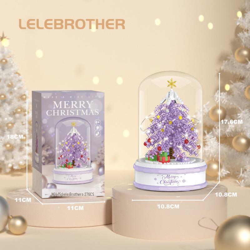 Cutie muzicală cu brad de Crăciun compatibilă LEGO: Jucărie de construcție educativă luminoasă pentru copii, perfectă ca ornament de ziua de naștere