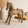 Large Antique Wooden Horse Figurine 32 Cm