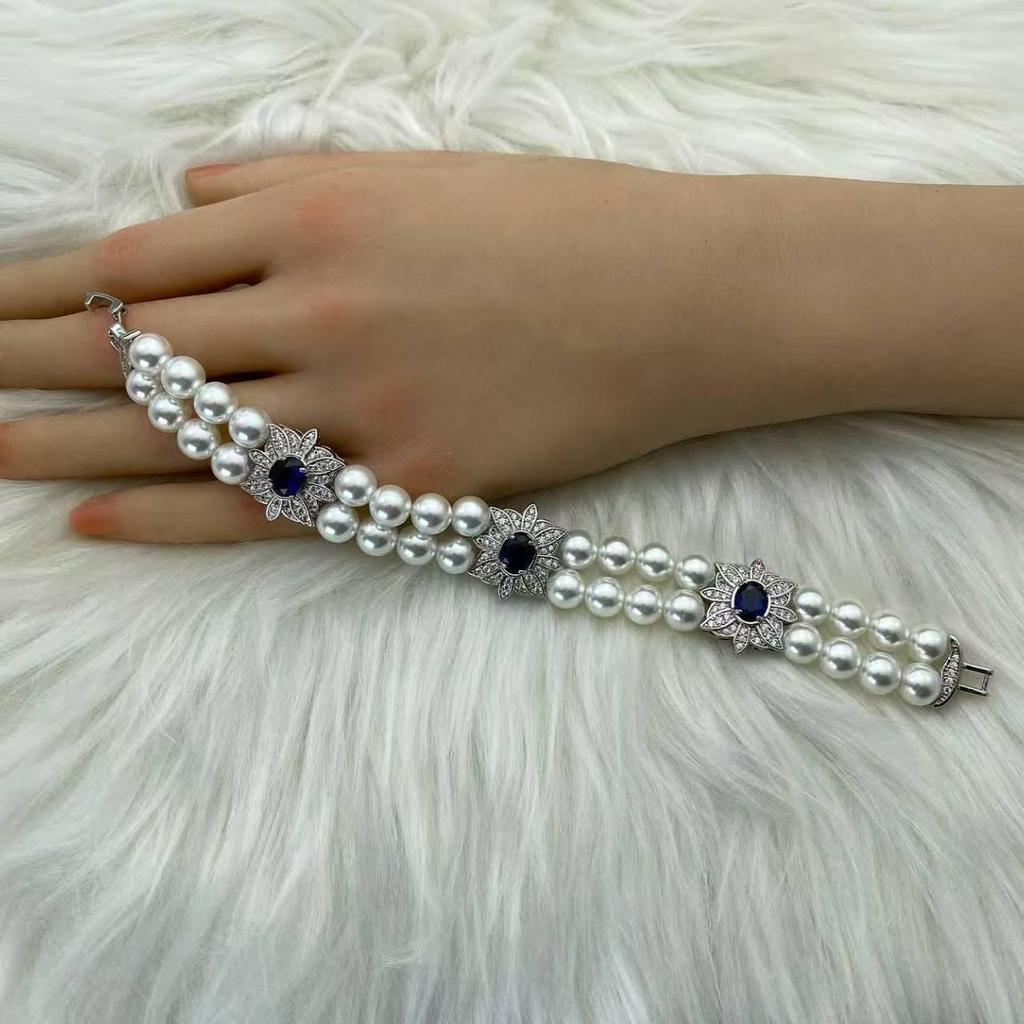 Aquamarine Pearl Bracelet - Elegant Niche Design for Women, Perfect Bestie Birthday Gift