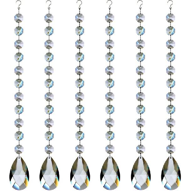 1ft 10pcs Teardrop Crystals Garland, Hanging Chandelier Crystals Prism Beads Chain for Wedding Home Decoration Clear GOLDENHAITAI