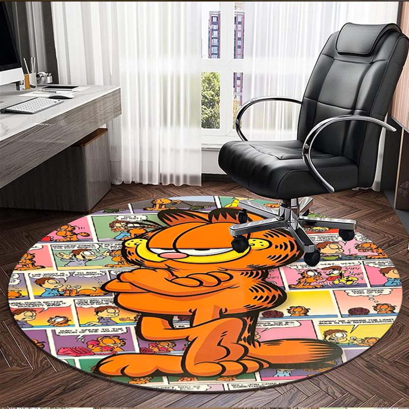 Garfield Baskılı Yuvarlak Halı, Yıkanabilir Zemin Halısı, Giriş Holü Yurt Çamaşır Odası Ofis Çalışma Odası İçin, Ev Dekorasyonu Doğum Günü Noel Hediyesi