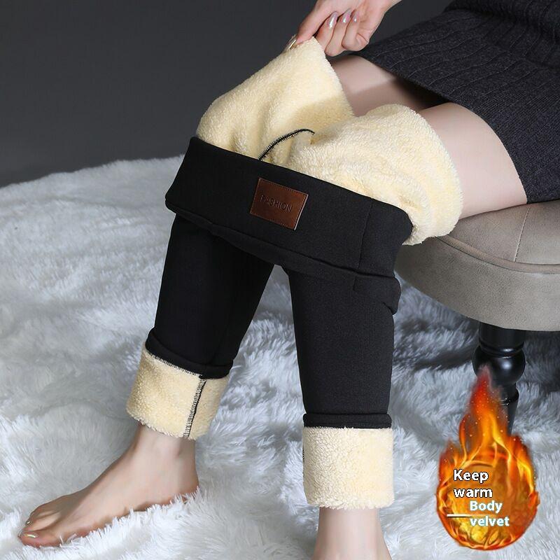 Tooxika Winter Women's Long Pants With Added Velvet And Thickened Outer Wear, High Waisted Leggings, Women's Cotton Pants