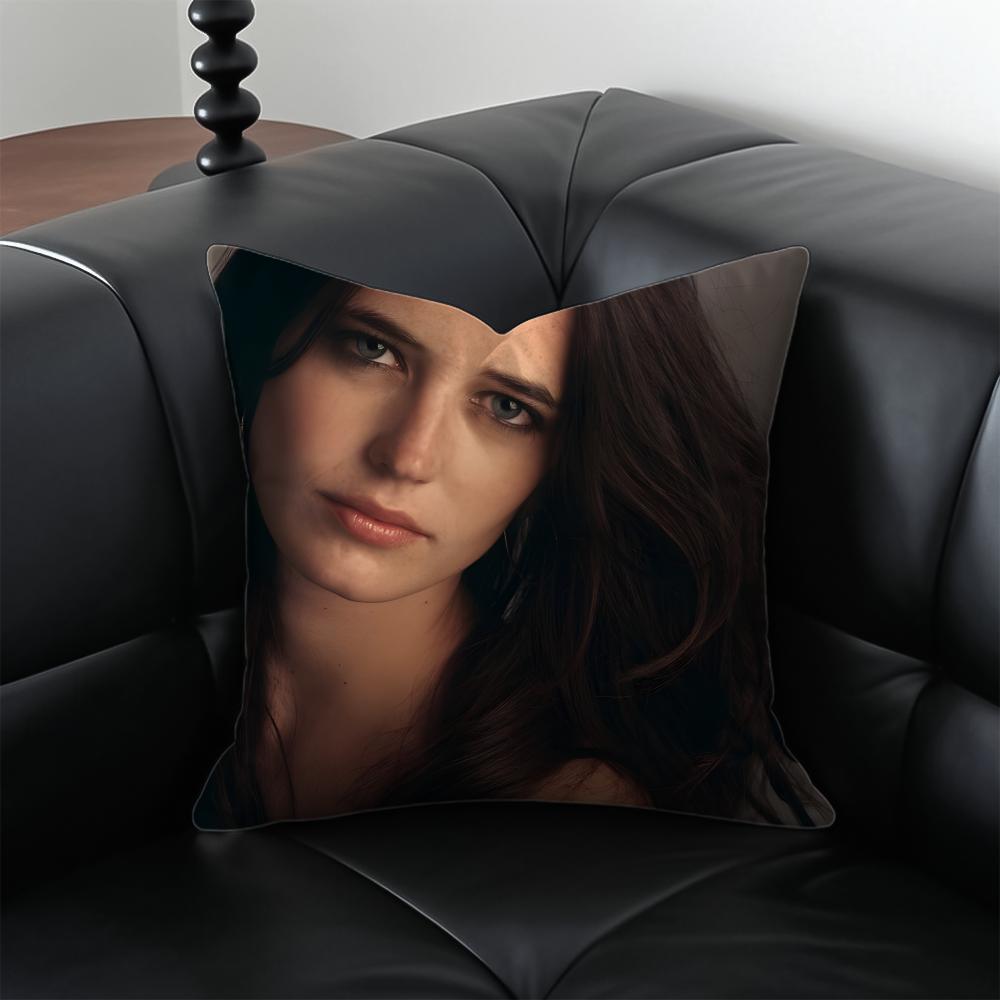 EEva Green Cushion Cover Pillow Case Antidustmite Invisible zipper silky plush cushion