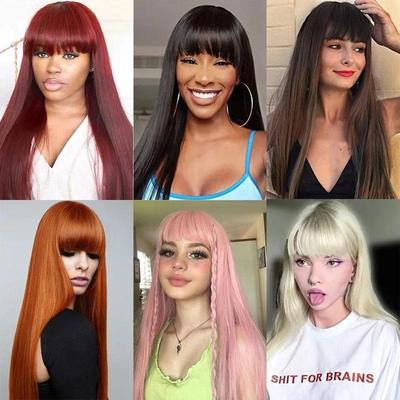 European and American Women's Long Bangs Straight Hair High-temperature Silk Synthetic Fiber Headband Available Multiple Colors