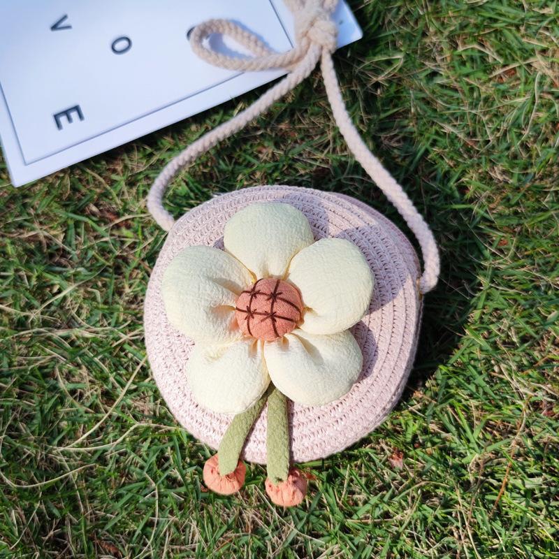 Handwoven Straw Bag Naked Bag Children's Flower Child Straw Bag Messenger Bag Cloud Bag Fashionable and Versatile