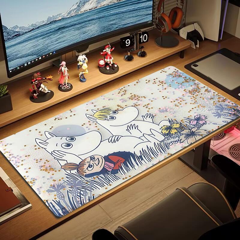 Moomin2 Print Cushion Non-slip Laptop Tablet Big Mousepad XXL Mat Mini PC Playmat With Lock edge