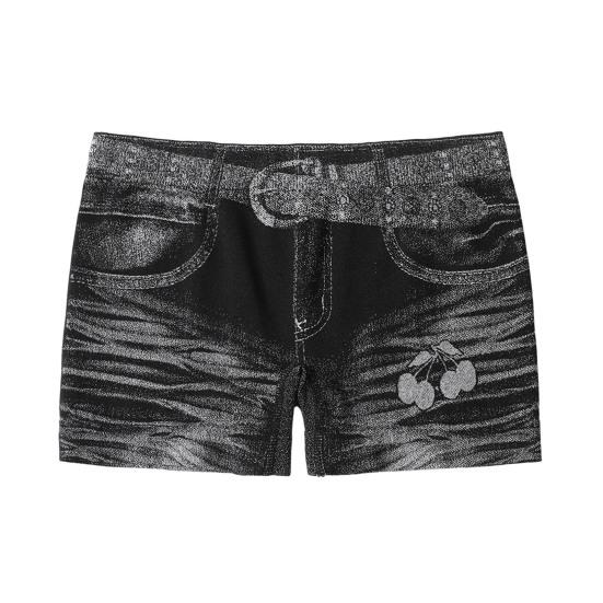 Imitation Denim Shorts for Women High Waisted Skinny Fake Jean Shorts Stretch Boyshort Panties Ladies Boxer Briefs