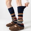 American Retro Fashion Sense~ Rainbow Striped Wool Contrasting Color Calf Socks Cover Tide Warm Ethnic Style Stacking Socks