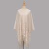 Autumn and Winter New Solid Color Lace Hollow Fringed Polyester Vest Long Elegant Women's Versatile Cheongsam Shawl