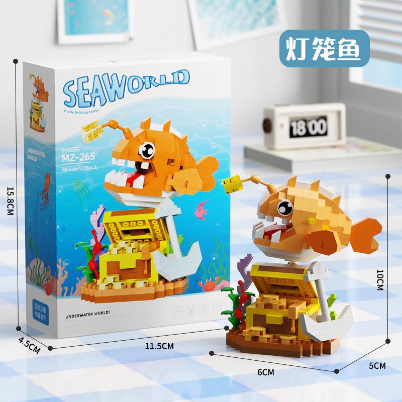 Meereslebewesen Mikropartikel Bausteine Spielzeug für Kinder von 6 bis 10 Jahren Tier DIY Zusammengebaute Spielzeuge Puzzlespiele Kindergeschenke